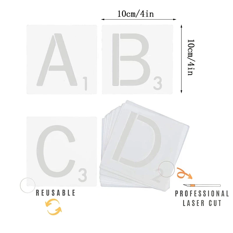 Трафарет с буквами алфавита для рисования по дереву 26 шт. | Дом и сад