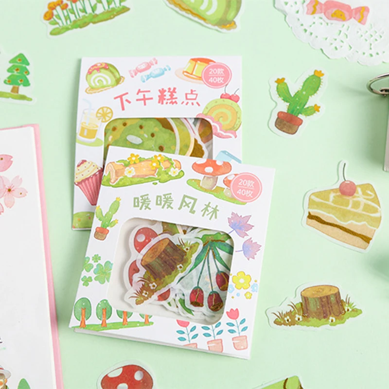 40 наклеек в виде мультяшных цветов вишни для девочек упаковка сделай сам дневник