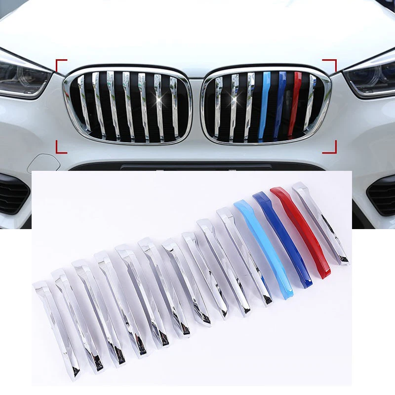

14pcs Front Grill Cover Decoration Trim For BMW X1 F48 2016 2017 ABS Chrome Accessories Car Styling New Arrivals