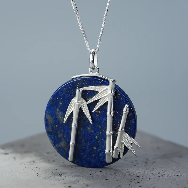 Женский кулон Свежий бамбук Lotus Fun изящный без цепочки ручного изготовления из