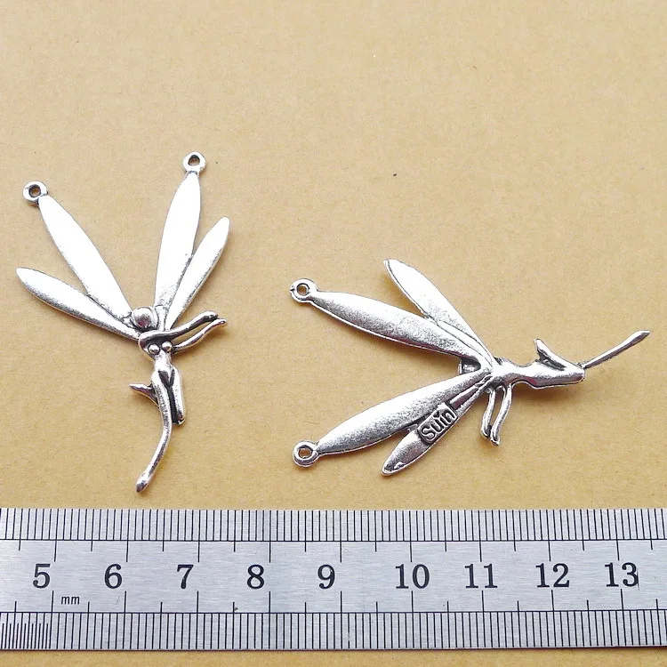 

Jewelry Making Supplies 2 Pieces 33x55mm Antique Silver Color Angel Connector