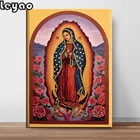 5d алмазная живопись сделай сам, полноразмернаякруглая мозаика с вышивкой Наша леди Гуадалупе, религиозный декор, Настенная Наклейка