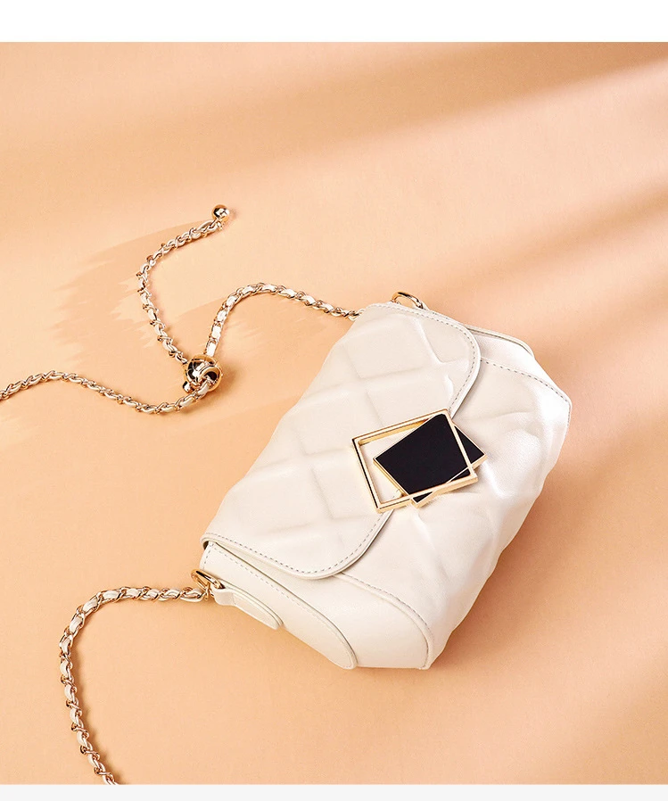 

Genuine Leather Handbags 2021 New One-shoulder Diagonal Chain Handbags Texture Small Fragrant Rhombus Handbags