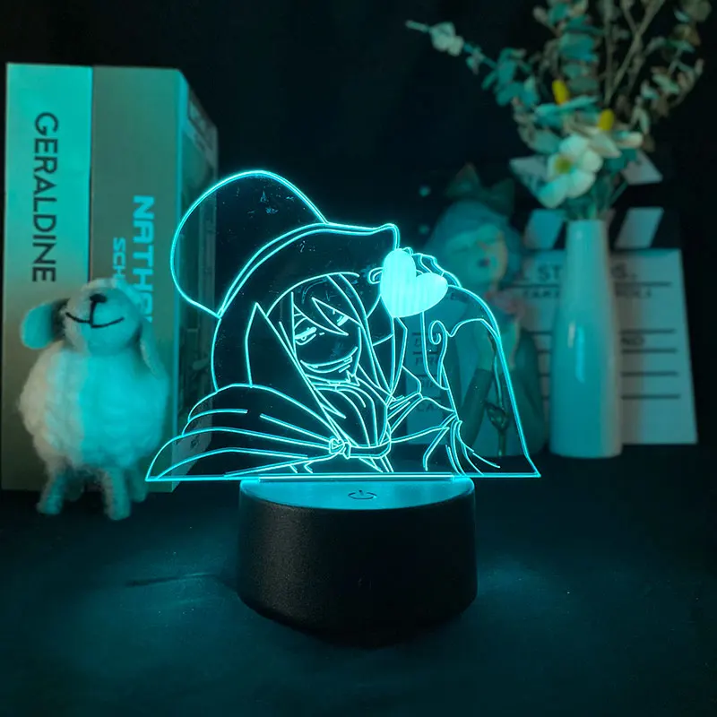 

3D Night Light Alarm Clock Base Lamp Light Blue Exorcist Mephisto Pheles Color Changing Japanese Anime Projector Delineascope