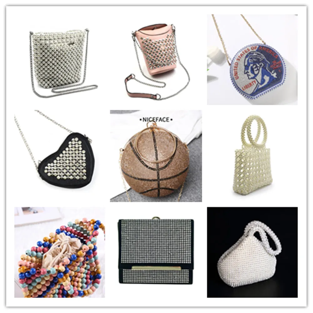 

Diamond-encrusted Basketball Evening Bag New Personality Hand Bag One Shoulder Chain Evening Bag Fashion Pearl Hand Bucket Bag
