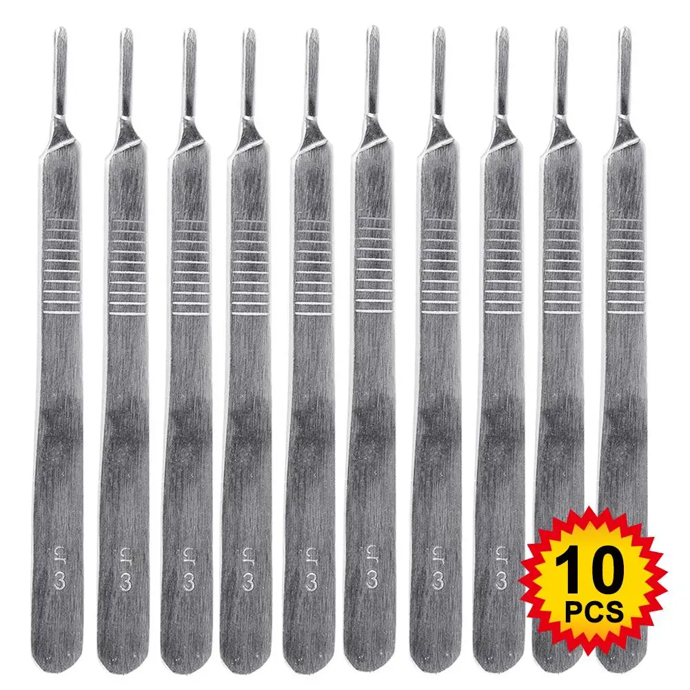 

New 10Pcs Dental Surgical Blades Stainless Steel Scalpel Handle for 10 11 12 15