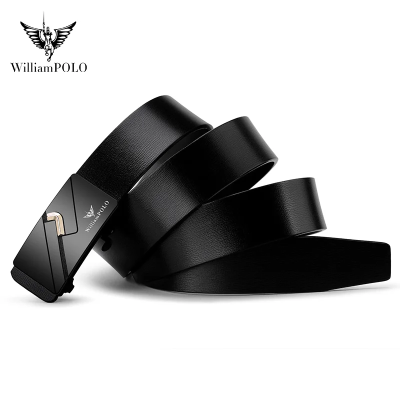 

WilliamPolo Famous Brand Belt Men Top Quality Genuine Luxury Leather Belts for Men,Strap Male Metal Automatic Buckle