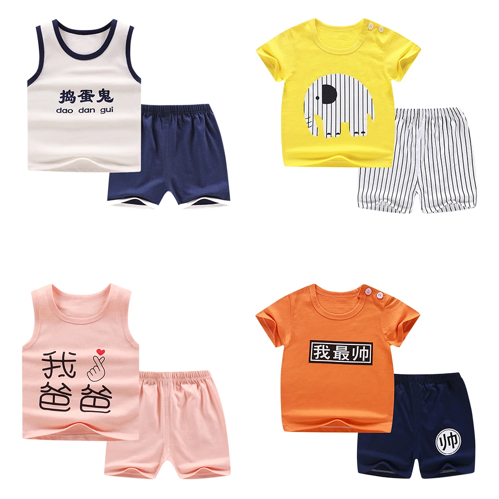 Летний детский пижамный комплект из 2 предметов Детский детской одежды детские