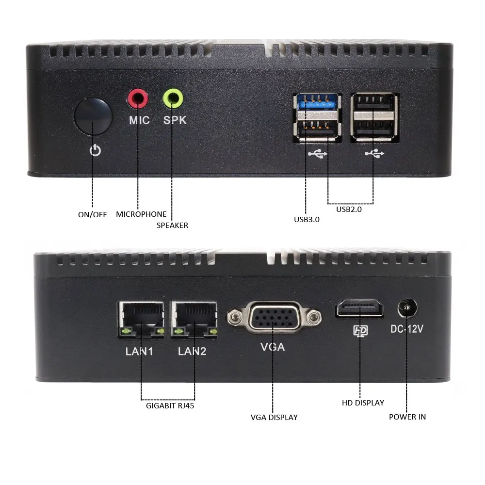 VESA MOUNT HTPC Самый дешевый четырехъядерный мини ПК без вентилятора Intel celeron J1900 windows