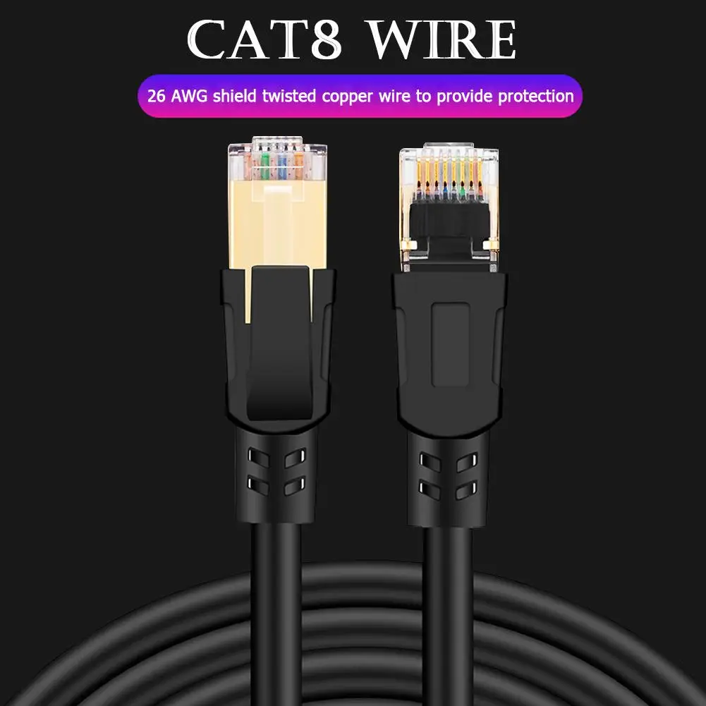 

Ethernet-кабель Cat8 с разъемом RJ45 8P8C, сетевой кабель 2000 МГц, высокоскоростной патч, отличная скорость передачи данных 25/40 Гбит/с