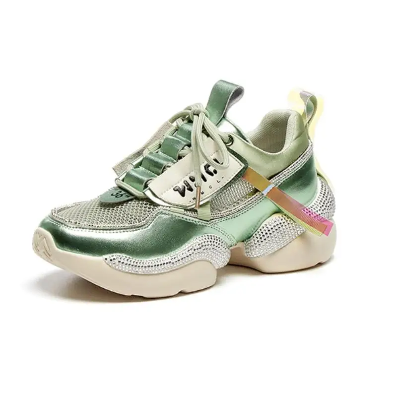 Женские кроссовки Coolcept брендовые из натуральной кожи с круглым носком и толстой