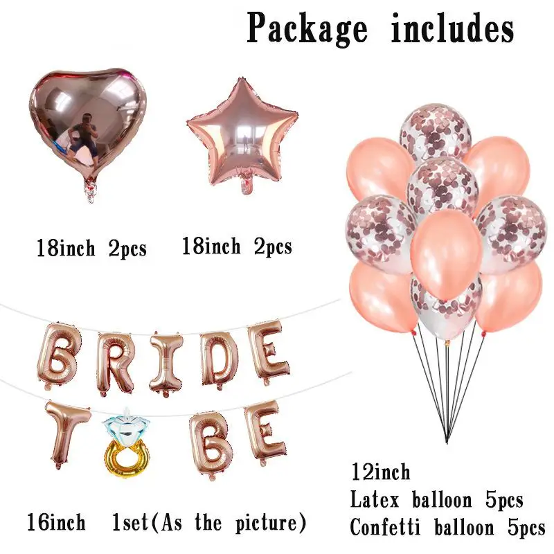 16 дюймов из розового золота с буквенным принтом надписью &quotBride To Be&quot Алюминий