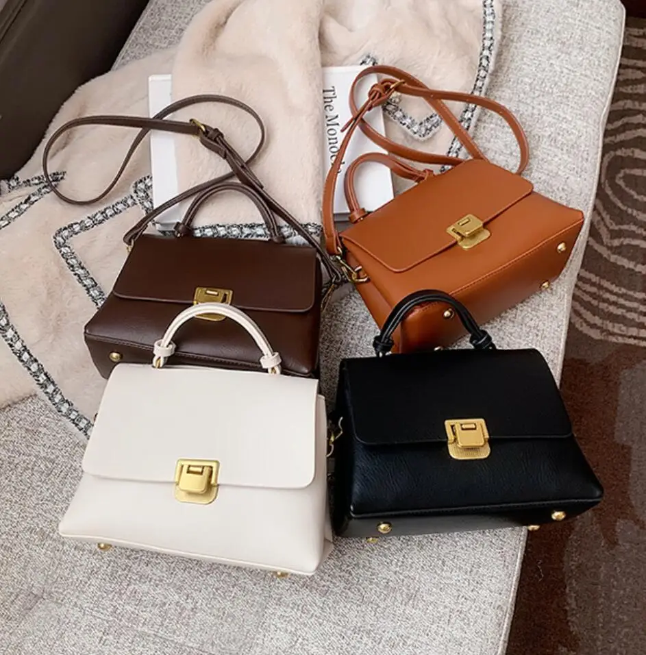 

Vintage Pure color Tote bag 2021 Fashion New Quality PU Leather Women's Designer Handbag High capacity Shoulder Messenger Bag