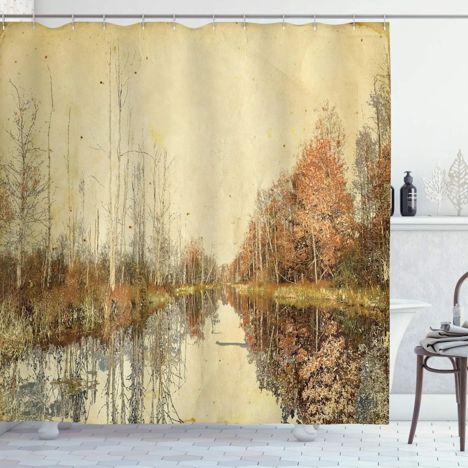 Осенняя занавеска для душа красочные опавшие листья на осенний сезон дизайн