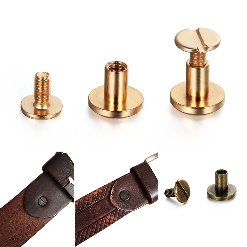 

10Sets Luggage Leather Metal Craft Solid Screw Nail Rivet Double Curved Head Belt Strap Rivets Book Screws 5/6.5/8mm New