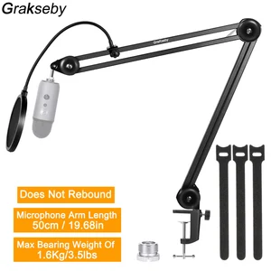 pantograph for microphone arm stand heavy duty suspension scissor boom microphone holder with pop filter for blue yeti bracket free global shipping