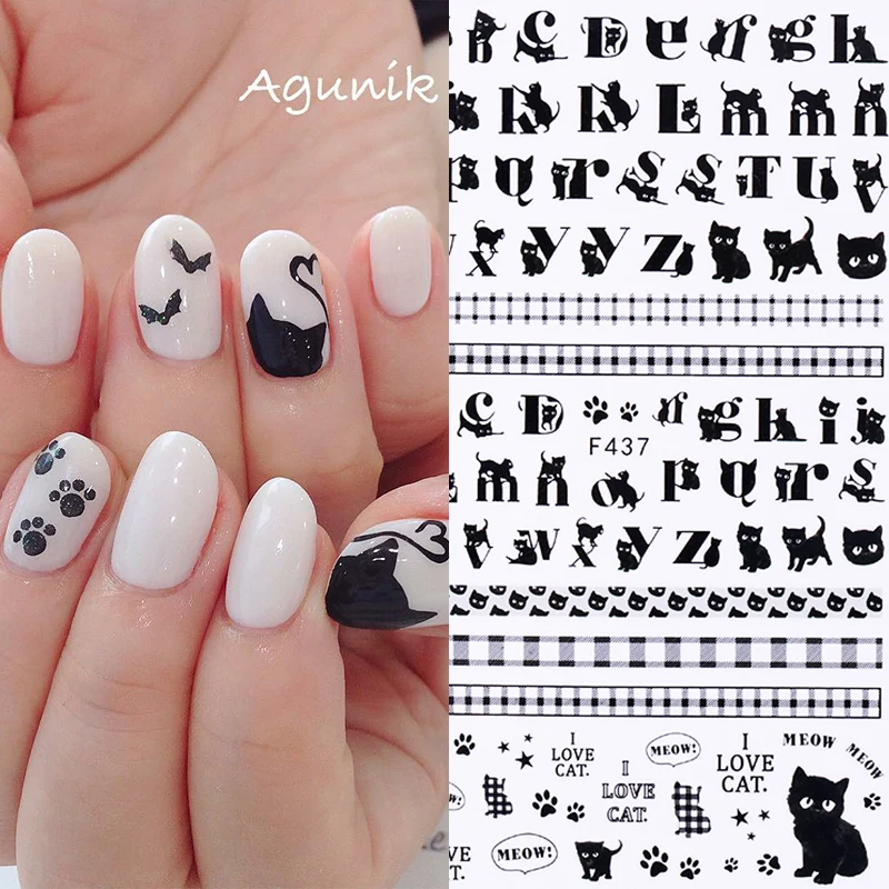 1 Sheet 3D Alphabet Nail Sticker Cute Unique Pattern Self-Adhesive Art Decals Transfer DIY Design | Красота и здоровье