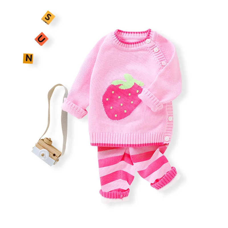 Knitted Suit for Newborns Baby Sweater Sets Childen Knit Pullovers+Pants For Girls Boys Autumn Winter Clothing Set Kids Outfits |