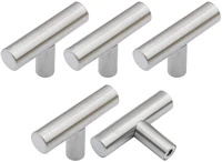 5 pcs brushed nickel cabinet knobs t style drawer stainless steel kitchen furniture hardware round tube cupboard door handles