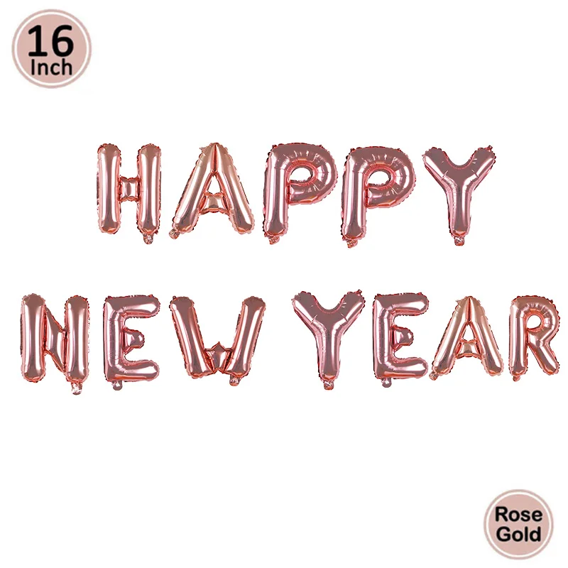 happy new year rose Счастливый год круглый шар звезда бутылки вина фольга, латекс воздушный шар баллон гелия год вечерние украшения год - Цвет: happy new year rose