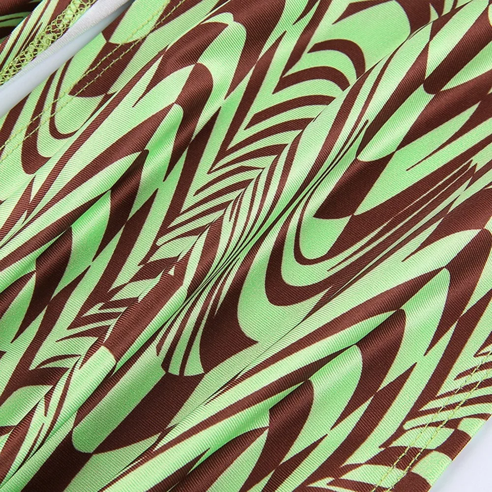 

Wave Print Y2K Brown Halter Camisole Women V-neck Shirring Skinny Corset Tops Aesthetic Korean Summer Harajuku Tee Cuteandpsycho