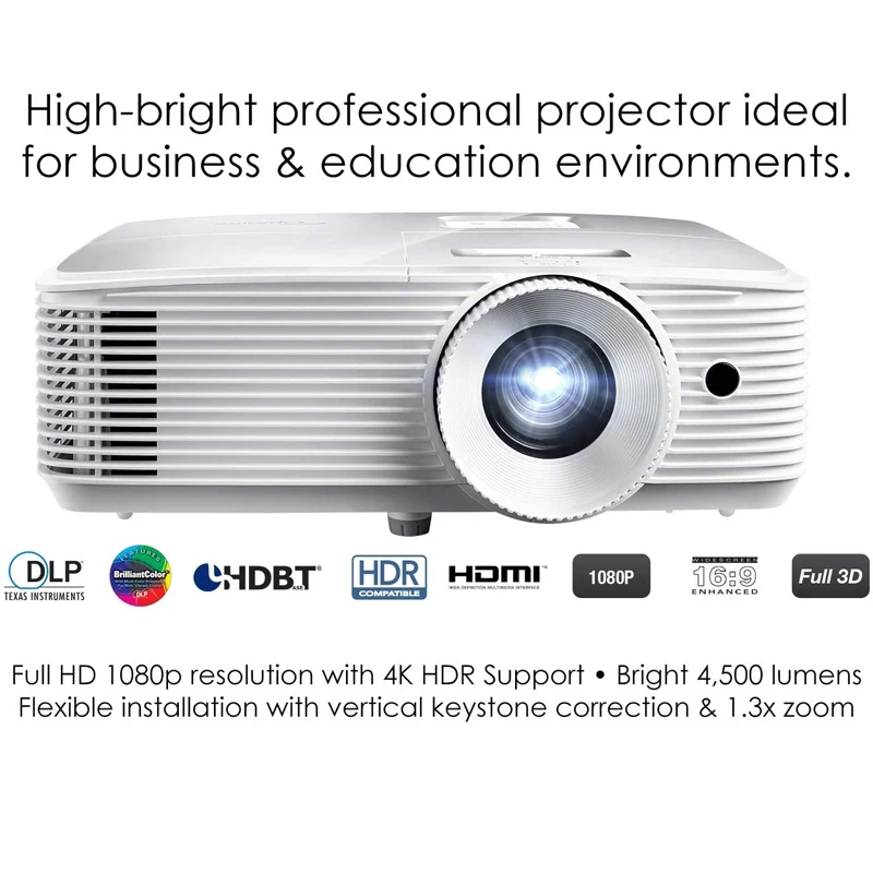 Проектор Optoma 1080P Full HD DLP профессиональный проектор HDR 4500 люмен Blu-Ray 3D для домашнего
