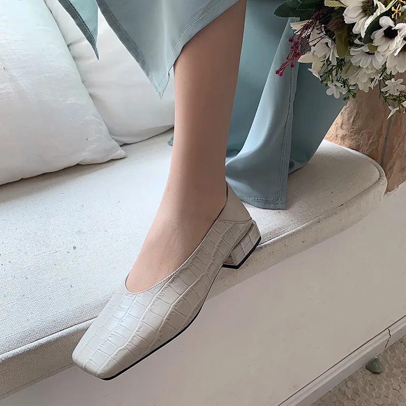 

MEMUNIA 2020 new arrive women pumps genuine leather shoes spring summer square toe vintage comfortable casual shoes woman
