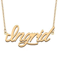 ingrid name necklace for women stainless steel jewelry 18k gold plated nameplate pendant femme mother girlfriend gift