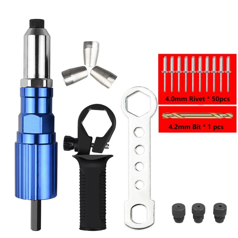 

Electric Rivet Gun 2.4mm-4.8mm rivet nut gun drill adapter Cordless riveting tool Insert Nut Pull Rivet Tool Set