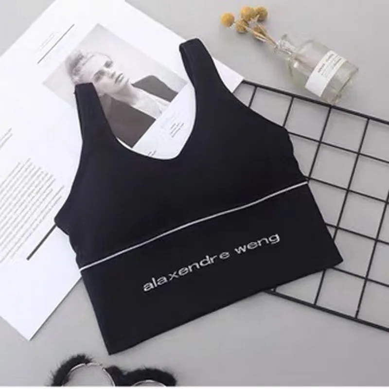 

2021 summer wrapped u vest women's anti-exposure without rims yoga plus size sports bra female crop top haut femme