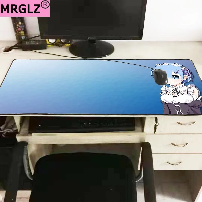 

MRGLZY big mouse pad anime kawaii girl game accessories pad office keyboard desk pad rubber belt lock household carpet pad XXL