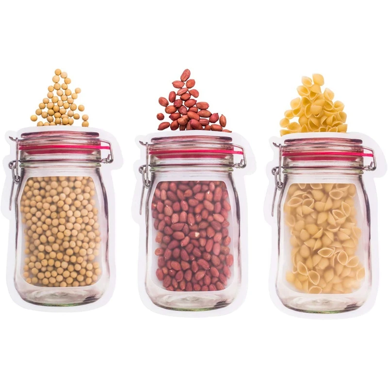 

30 Pieces / Set 19.5 x 13.7CM Portable Household Mason Jar Lock Bag Food Biscuit Candy Sealed Storage Bag