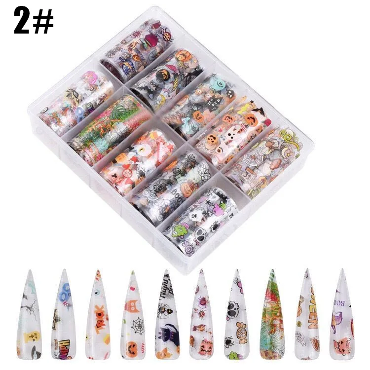 Горячая распродажа 10 лист дизайн ногтей Фольга переводные наклейки на ногти