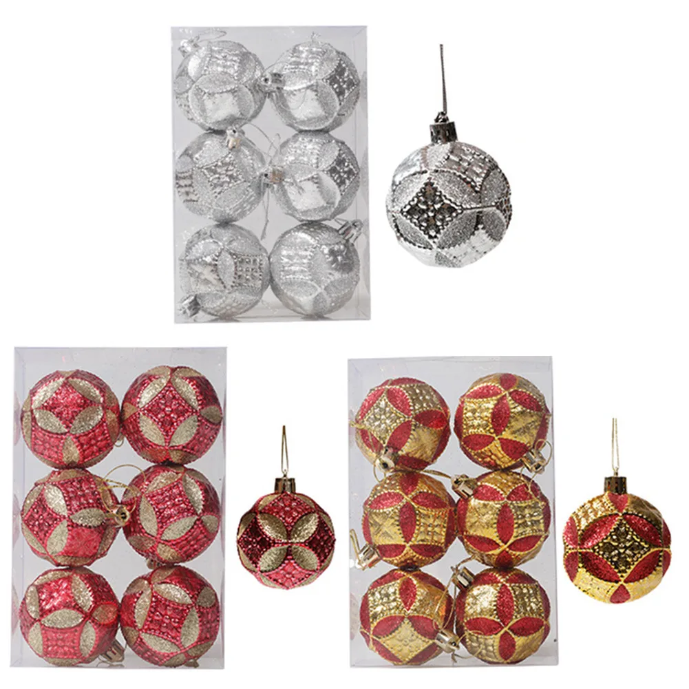 

6CM Glitter Christmas 17*12*6cm Balls Baubles Xmas Tree Ornament Christmas Decor Best Quality Plastic 2021 New