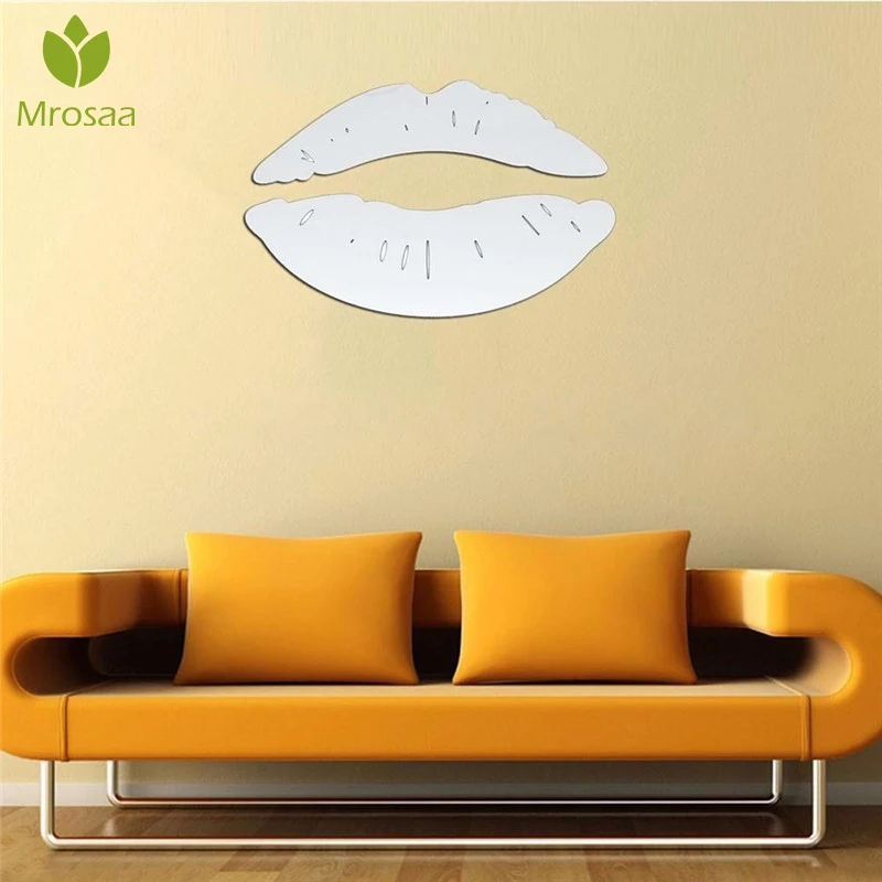 3D зеркальные наклейки для губ на стену креативные художественные обои Декорации