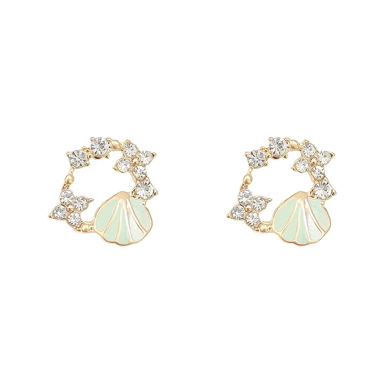 

Korean Fashion Butterfly Zircon Earrings for Women Temperamental Simple Sweet Shell Stud Earrings Tassel Jewelry