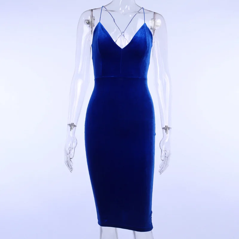

Commuter Women Dress Solid Sling V-neck Backless Temperament Hip Dress Breast Wrapped Vintage Holiday Party Beach Skinny Dress