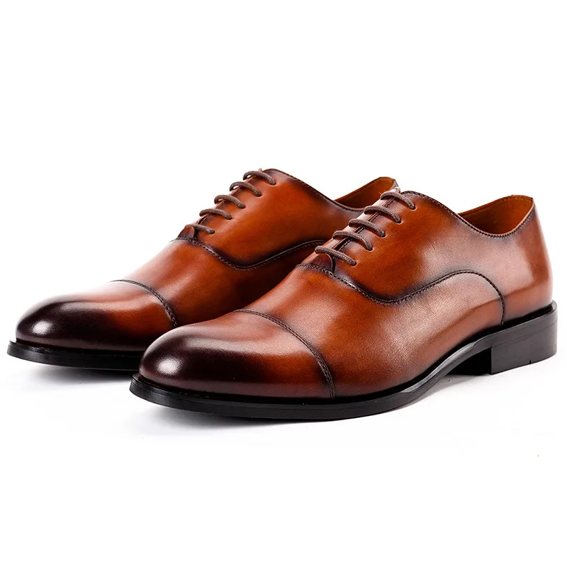 

QYFCIOUFU High Quality Shoes Men Dress Leisure Genuine Leather Derby Brand Party Wedding Formal Luxury Men's Oxford Casual Shoes