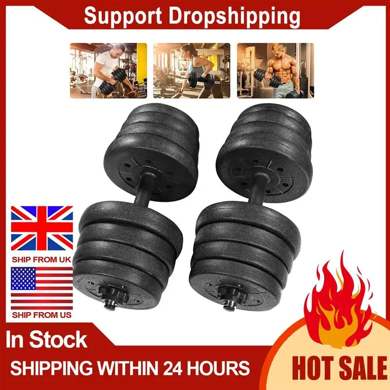 

A Pair of 30kg Dumbbell Weight Set Adjustable Solid Fitness Dumbbell Set Safety Non-slip Dumbbells Gym Exercise Training Tools