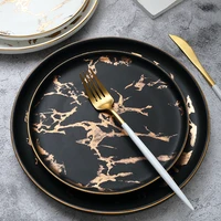 nordic creative household ceramic plates western food plates steak plates marble tableware breakfast plates round plates