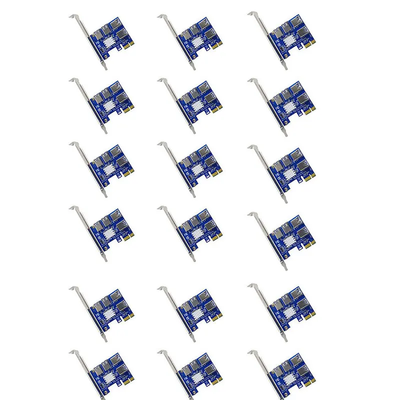 

15 шт., адаптер PCI-E-PCI-E, 1 поворот, 4 разъема PCI-Express, 1x до 16x, USB 3,0, специальная переходная карта, PCIe преобразователь для майнинга BTC