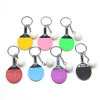 creative table tennis keychain mini table tennis racket charm craft gift car keychain bag pendant jewelry accessories