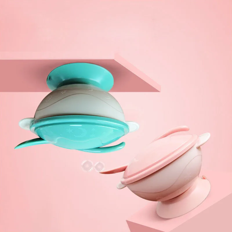 

Children's Dishes Set Sucker Baby Food Feeding Tableware Plate Suction Baby Eating Bowl +Spoon Kids Assist Training G0465