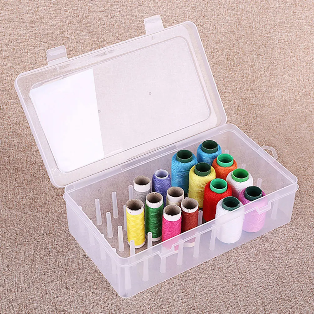 

Plastic Bobbin Box Sewing Bobbins Threads Storage Sorting Case Organizer Large Capacity Clear Case Stitch Thread Box