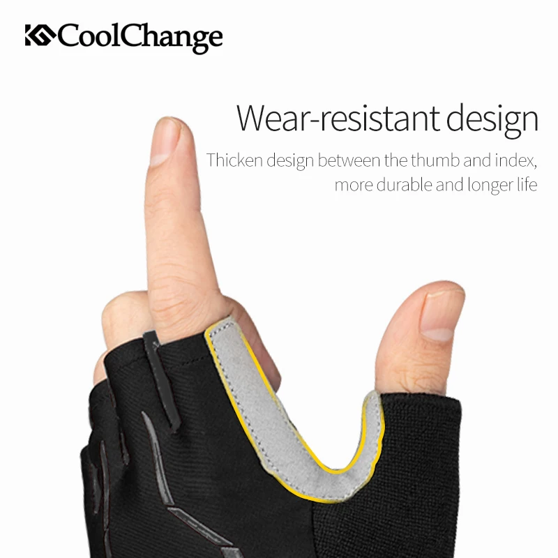 Велосипедные перчатки CoolChange с открытыми пальцами противоударные дышащие