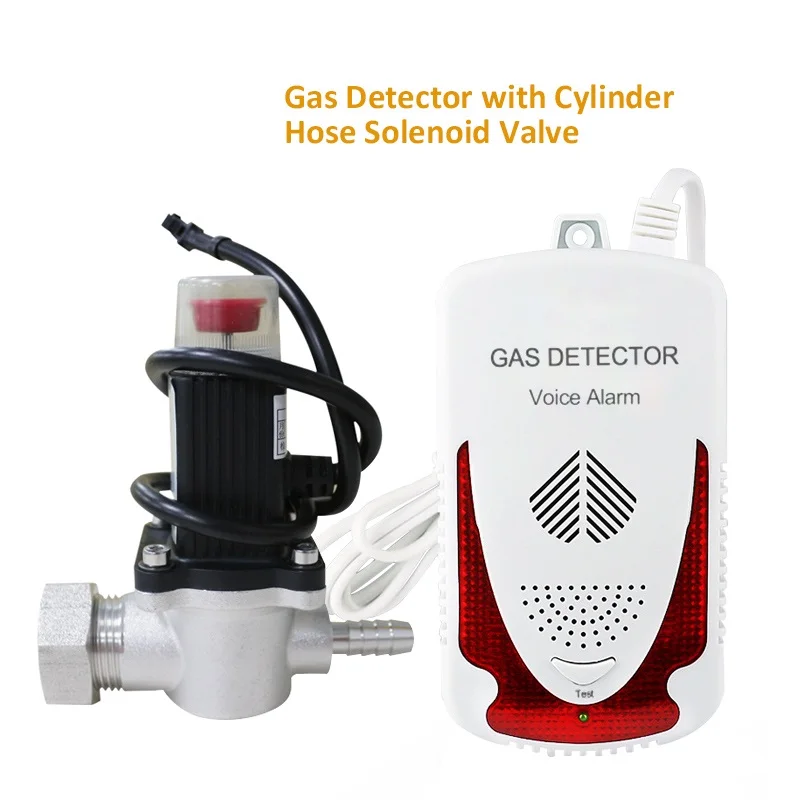 

Natural Gas Leakage Sensor LPG Methane Leak Alarm Detector with Solenoid Valve DN15 DN20 Auto Shut Off Gas Cylinder Pipeline