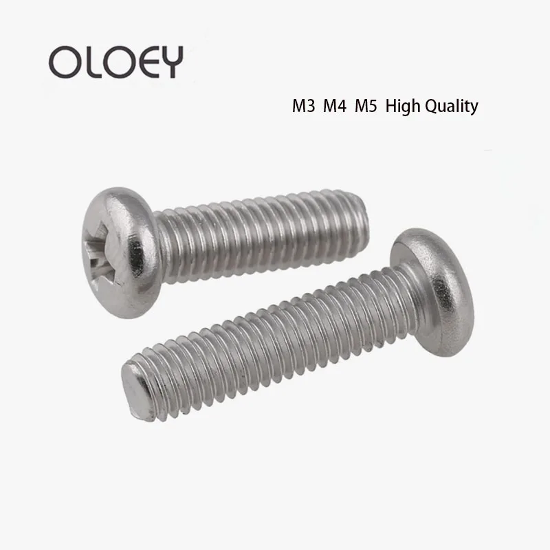 

10~100pcs Cross Recessed Pan Round Head Screws Factory Price Free Shipping M3 M4 M5 Stainless Steel Phillips Machine Screw