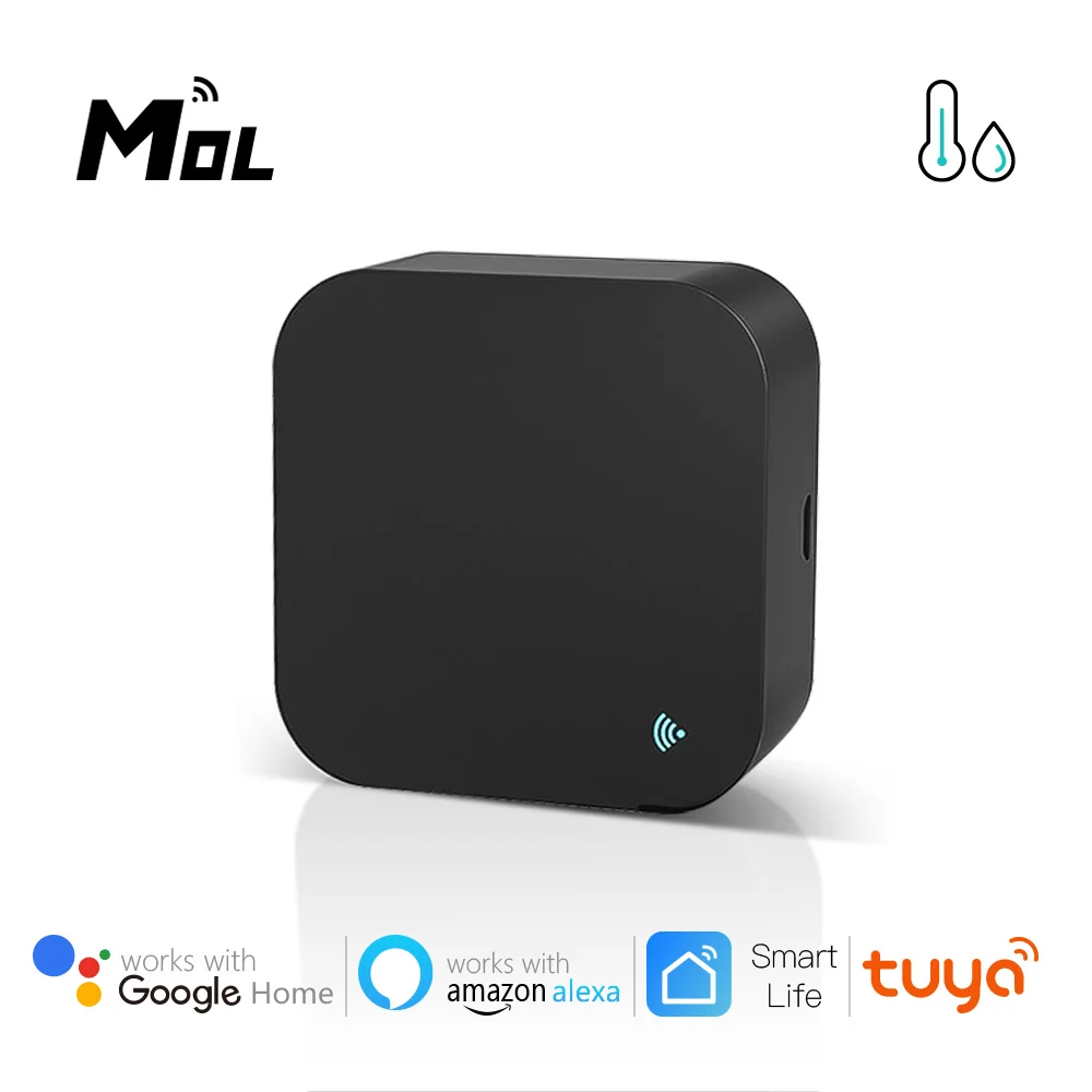 

Tuya Smart IR Remote Control Built-in Temperature and Humidity Sensor for Air Conditioner TV DVD AC Works with Alexa,Google Home