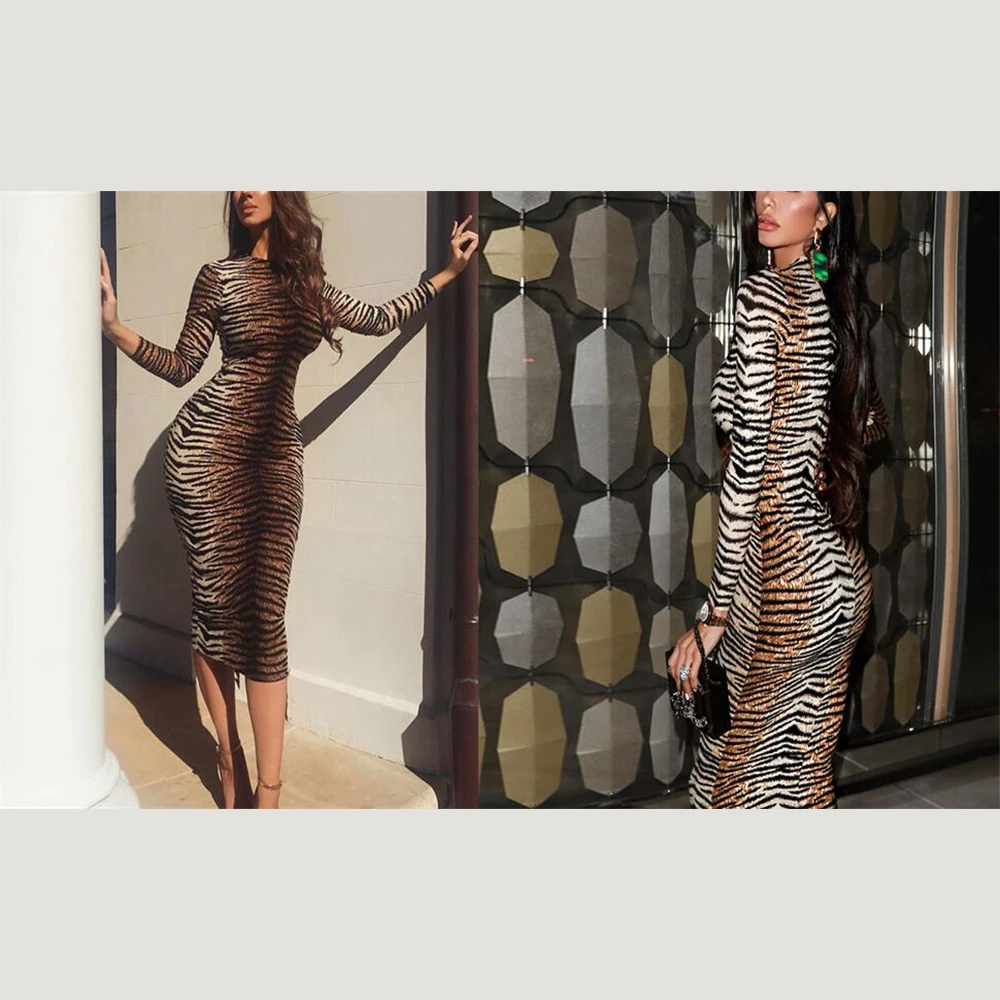 

WHEREISART Gradient Polynesian Plumeria Printed Women Autumn Dresses Long Sleeve Midi Bodycon Women Casual Party Sexy Dress 2020