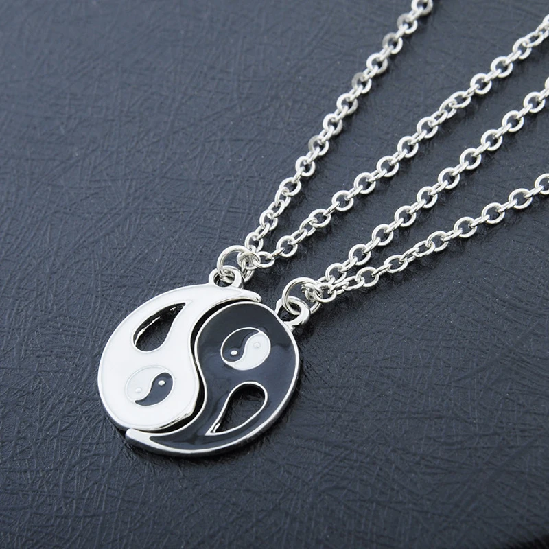 New 2 Pcs/set Fantastic Best Friends Ying Yang Necklaces Taiji Bagua Charm Pendant Jewelry For Lovers Gifts Colar Masculino | Украшения и